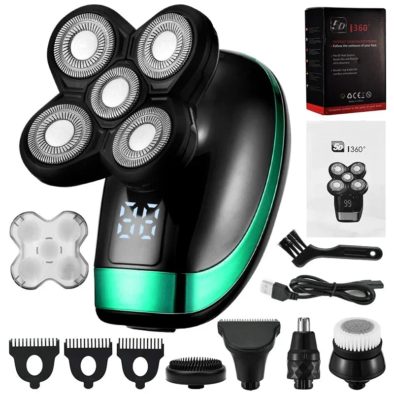 5 In 1 4D Men's Rechargeable Bald Head Electric Shaver
