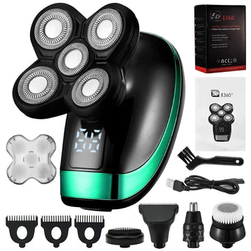 5 In 1 4D Men's Rechargeable Bald Head Electric Shaver